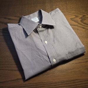 Brooks Brothers Men's Micro-Checkered Supima Cotton Dress Shirt - Navy/White
